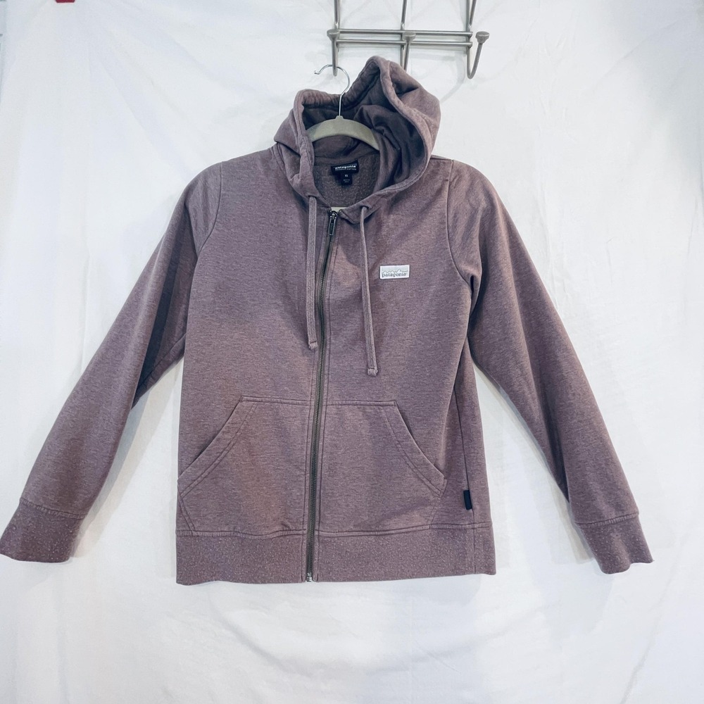 Patagonia Hoodie Womens XS Purple Organic Cotton Fleece Full Zip Sweatshirt